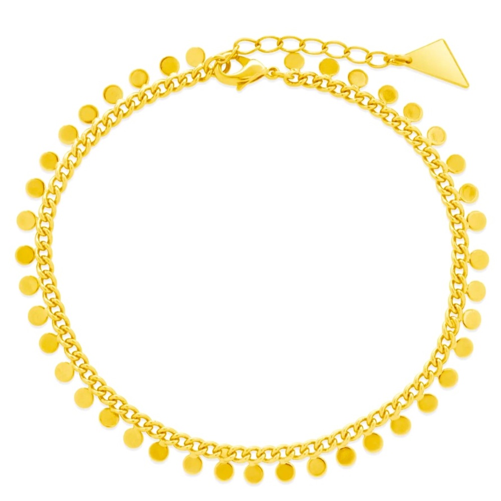 Sterling Forever Gold Disc Charm Bracelet